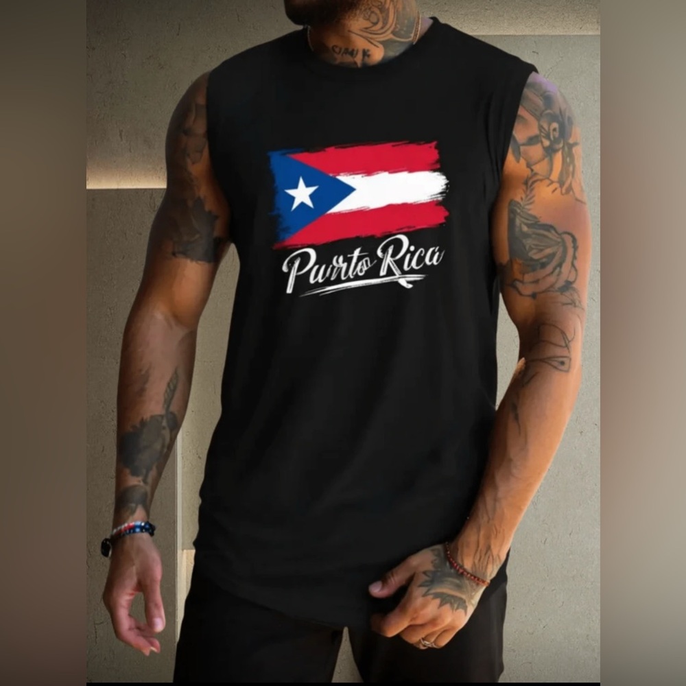 Puerto Rico Flag Men's Sleeveless Shirt & Vacation Mode Tank